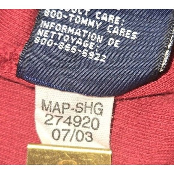 Tommy Hilfiger V Neck Sweater Mens XXL Logo Pull Over Red Striped Arm Vintage Bl - Picture 8 of 10